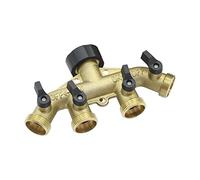 Garden Plumbing Brass 3/4" Threaded 4-Way Hose Diverter with Valve Garden Faucet Connector Irrigation Water Control Valve (Color : American)