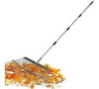 Garden Rake - 24-Tine Cleaning Long Handle Hand Tool Rake, Alloy Steel Lawn Yard Ŕake For Leaves Grass, Leaf Řake For Outdoor Farm Patio Field Gardening Landscaping Planting Women Men
