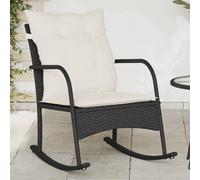 Garden Rocking Chair with Cushions, Black Poly Rattan Outdoor Swing Chair for Patio, Balcony, Backyard, Comfortable PE Wicker Rocker with Removable Washable Cushions and Powder Coated Steel Frame