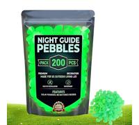 Garden Rocks, Decorative Stepping Pebbles, Glowing Stones with Solar Feature, 200-Piece Kit for Aquarium, Bright Lighting with Modern Design, Accents for Terrarium and Driveway