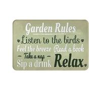 Garden Rules Listen To The Birds Take A Nap Sip A Drink Relax Tappeto Entrata Confortevole Tappeti Da Bagno Lavabile In Lavatrice Tappeto Da Bagno Per Vasca Esterno Corridoio 40X60Cm