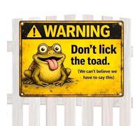 Garden Signs, Don't Lick The Toad Ornament, A Humorous Cartoon Toad Metal Wall Decoration, Funny Garden Signs For Outdoor Yard Porch Patio Lawn Front Backyard Garage