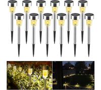 Garden Solar Lights Outdoor, Xndryan 12 Pack Path Lights Solar Powered Garden Lights, Stainless Steel Waterproof Landscape Lighting for Patio, Yard, P