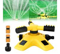 Garden Sprinkler, Adjustable 360° Rotation Garden Sprinkler, Automatic 3-Arm Lawn Watering System with Expandable/Connection Design, Quick-Connect & Water-Saving ABS for Yards Gardens Farms (Set C)
