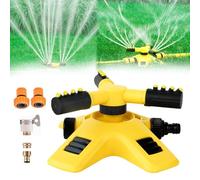 Garden Sprinkler, Adjustable 360° Rotation Garden Sprinkler, Automatic 3-Arm Lawn Watering System with Expandable/Connection Design, Quick-Connect & Water-Saving ABS for Yards Gardens Farms (Set H)