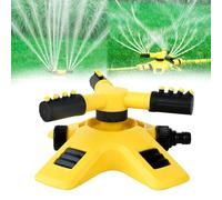 Garden Sprinkler, Adjustable 360° Rotation Garden Sprinkler, Automatic 3-Arm Lawn Watering System with Expandable/Connection Design, Quick-Connect & Water-Saving ABS for Yards Gardens Farms (Set A)