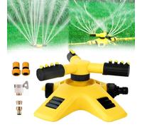 Garden Sprinkler, Adjustable 360° Rotation Garden Sprinkler, Automatic 3-Arm Lawn Watering System with Expandable/Connection Design, Quick-Connect & Water-Saving ABS for Yards Gardens Farms (Set F)