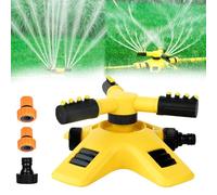 Garden Sprinkler, Adjustable 360° Rotation Garden Sprinkler, Automatic 3-Arm Lawn Watering System with Expandable/Connection Design, Quick-Connect & Water-Saving ABS for Yards Gardens Farms (Set G)
