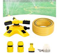 Garden Sprinkler with 5-20m Water Pipe,Grass Rotating Automatic Spray Water,Sprinklers 360° Rotation Attachment for Garden Hose,for Watering Your Lawn Plants Flowers Veggies and More (Yellow,10M)