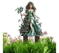 Garden Stakes, 2D Flat Fairy Lawn Stake Ornaments, 4.72x7.87x0.12 inches Fade Resistant Metal Figures, Decorative Outdoor Art for Porch, Balcony, Patio, Backyard, Flower Bed
