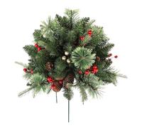 Garden Stakes - 'albero Di Natale Con Coni, Bacche Rosse | Art Spikes Decoration Insert Macinati Per Portico Spring Outside Pathway Lawn Shoneyyard Home E Altri Luoghi