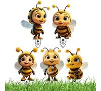 Garden Stakes Decor, 2d Acrylic Honeybee Yard Stakes, 5.91 Inches Easy Install Lawn Art Ornament, Weather-Resistant Bright Colors for Outdoor Terrace Patio Porch Pathway