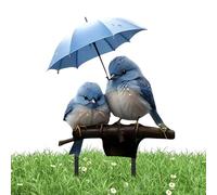 Garden Stakes Decorative - Blue Bird con Ombrello. Blue Bird with Umbrella Garden Stakes Segno Fantasy | Inserto in acrilico 2D per il Patio Cortile Fioriera