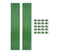 Garden Stakes, Plant, 15.75x0.12x0.12 Inches with Clips Reusable Fixing Clamps, Green Stem Sticks for Flowers, Tomato, Pepper, Orchid, Strawberry and Vegetables Indoor