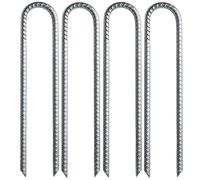 Garden Stakes Set - Ground Pegs | Galvanized Landscape Pins | Heavy Duty Anchoring Staples, Weed Barrier Securing Tool, Fabric Netting Lawn Accessory