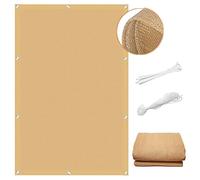 Garden - Telone protettivo da vento e sole, con occhielli e lacci, per uso esterno, ideale per terrazze e cortili, 3,2 x 3,8 m, colore: cachi