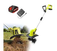 Garden Tiller, 20V Electric Cordless Hand Tiller Cultivator with 4000mAh Rechargeable Lithium Battery And Charger, Portable Soil Tiller Rotavator for Gardens, Vegetable Plots(S)