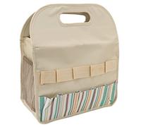 Garden Tool Bag | Large Capacity 600D Oxford Cloth & PE Board | Gardening Organizer for Planting Materials/Fertilizers/Tools | Compact & Sturdy Carrier for Gardeners (Beige with Color Stripe)