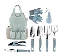 Garden Tool Set 9 Piece Aluminum Hand Tool Kit Heavy Duty Gardening Work Set with Tote Bag and Garden Gloves for Digging Loosening Soil Aerating
