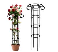 Garden Trellis Pole - Plant Support | 95cm 120cm 145cm Fiberglass Frame with Artistic Circles, Black Material with Balcony Fit, Headwear Accessory for Courtyard Landscaping, Flowers for Home