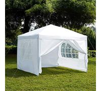 Garden Vida pop up gazebo con pannelli laterali Marquee zip Up tendone da giardino, 2.5 x 2.5 m, impermeabile, con barre Wind Weight Bags & Carry Bag, bianco