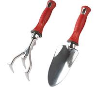 Garden Weasel Confezione da 2 pala a mano e coltivatore con impugnatura comoda, essenziale, attrezzi da giardinaggio multiposa, rosso