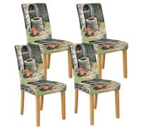Garden Well - Coprisedia per sedie da pranzo, elasticizzati e lavabili, in spandex, decorazione rustica, per cucina e sala da pranzo, 4 pezzi