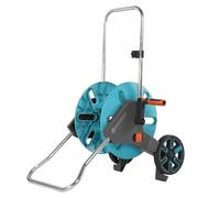 GARDENA CleverRoll M: avvolgitubo con una capacità di sino a 60 m, particolarmente stabile, con clip per la conservazione delle lance, nipplo antigocciolio, lato manovella selezionabile (18511-20)