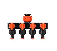 Gardena - Distributore di acqua a 4 vie, 4 tubi da giardino, distributore a 4 scomparti, per tubo da giardino, rubinetto di intercettazione, tubo splitter (rosso)
