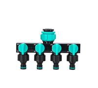 Gardena - Distributore di acqua a 4 vie, 4 tubi da giardino, distributore a 4 scomparti, per tubo da giardino, rubinetto di intercettazione, tubo splitter (verde)
