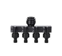 Gardena - Distributore di acqua a 4 vie, 4 tubi da giardino, distributore a 4 scomparti, per tubo da giardino, rubinetto di intercettazione, tubo splitter (nero)