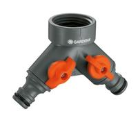 Gardena Valvola a 2 vie: Distributore per rubinetto con filetto da 26,5 mm (G 3/4 pollice), per il collegamento contemporaneo di due dispositivi (938-20)