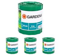 Gardena Recinzione per prato altezza 20 cm: Delimitazione per il prato, idonea anche per aiuole, 9 m, plastica di alta qualità, verde (540-20) (Confezione da 4)