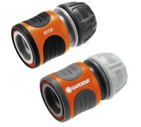 Gardena set di raccordi per tubi da 13 mm e 15 mm (1/2 e 5/8 pollici): per l'inizio e la fine del tubo, il collegamento si adatta a tutti i pezzi di Gardena, resist. ai raggi UV e al gelo