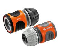 Gardena set di raccordi per tubi da 13 mm e 15 mm (1/2 e 5/8 pollici): per l'inizio e la fine del tubo, il collegamento si adatta a tutti i pezzi di Gardena, resist. ai raggi UV e al gelo