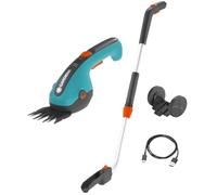 Gardena Set Forbici a Batteria per Erba ClassicCut Li: Larghezza di Taglio 8 cm, Manico telescopico con Ruote, Impugnatura Comoda con LED Stato di Carica, Cambio Lama Senza Utensili (9886-20)