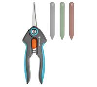 Gardena FreshCut Set: forbici in acciaio inox per il taglio di precisione di erbe aromatiche, frutti di bosco o fiori, lama 47 mm, con cappuccio di sicurezza e cartellini per erbette (12212-36)