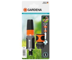 Gardena Set Lancia per Irrigazione Classic + Raccordo Acqua-Stop: per Tubi da Giardino da 13 mm (1/2") e 15 mm (5/8 "), Getto Regolabile da Stretto a Nebulizzato (18288-20)