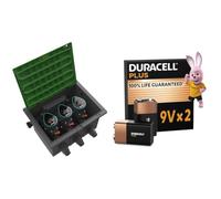 GARDENA Set pozzetto pre-cablato 9 V Bluetooth: scatola per installazione a pavimento per l’interramento di valvole di irrigazione a batteria, programmabili tramite app (1286-20) + Duracell 9V 2