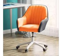 Gardeneea Sedia Girevole Moderna con braccioli, Schienale Medio, Sedia da Ufficio, Sedia da Studio, Sedia da Ufficio con Ruote, Sedia da Ufficio in Pelle, Colore Grigio (Dimensioni Arancione)