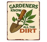 Gardeners Know All The Dirt Funny Wall Hanging 12x8 Inch | Thoughtful present for mom dad