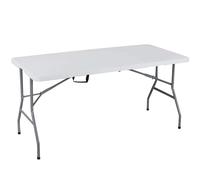 VivaGarden Tavolo da Giardino Pieghevole Plastica/Acciaio 152x70x74 cm Bianco
