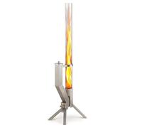 GARDENFLARE Braciere da Giardino a Pellet - Colonna di Fuoco Inox, Argento | Torcia a pellet decorativa per terrazza e giardino, acciaio inox argento, fiamma fino a 1 m, tubo in vetro, altezza 1,3 m