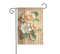 Gardenia and Rose - Bandiera da giardino con fiori di zucchero, 30 x 45 cm, verticale, double face, decorazione per esterni