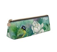 Gardenia - Astuccio in pelle con motivo floreale e uccelli, design sottile, con cerniera metallica, tascabile, per studenti, ufficio, università, scuola media, bianco, Taglia unica, Set di zaini per