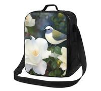 Gardenia - Borsa termica per il pranzo con fiori e uccelli, per donne e uomini, riutilizzabile, a prova di perdite, contenitori per alimenti a tracolla, per lavoro, viaggi all'aperto