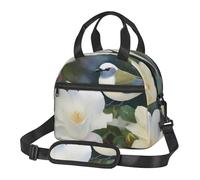 Gardenia, borsa termica per il pranzo con fiori e uccelli, per uomini e donne, per adulti, riutilizzabile, con tracolla regolabile, grande capacità, a prova di perdite, per lavoro, viaggi, ufficio
