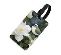 Gardenia - Etichette per bagagli con fiori e uccelli, porta carte di credito per valigie, con scudo per la privacy, borsa da viaggio, targhetta identificativa per uomini e donne, zaino da borsa, stile