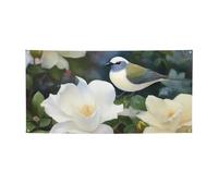 Gardenia Fiori Uccelli Banner e cartelli per esterni e interni, decorazione per feste, striscione personalizzato con occhielli sfondo di compleanno poster sfondo fotografico per eventi di nozze medio