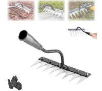 Gardenia Iron Weeding Rake, 5/6/7/8 Teeth Iron Rake for Gardening and Weeding, Heavy-Duty Carbon Steel Garden, for Dethatching, Gardening and Backyard Lawn Loosening (7 Teeth)